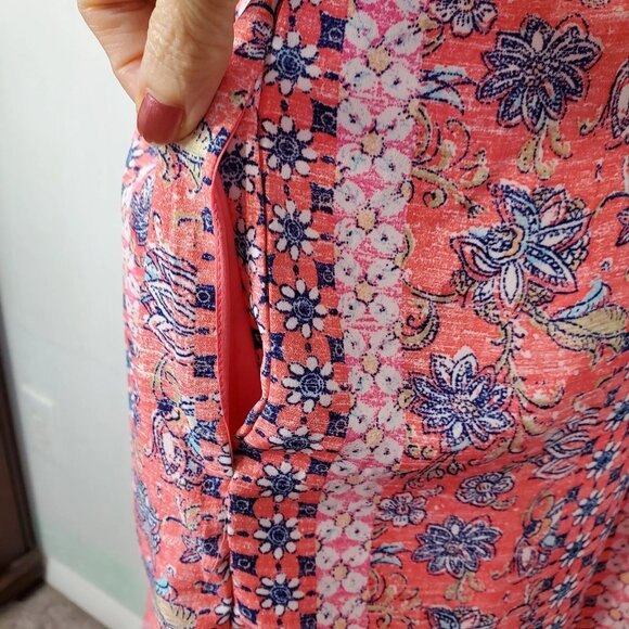 GAP Pink Blue Sleeveless Belted Halter Neck Summer Shift Dress With Pockets XS - Picture 10 of 12